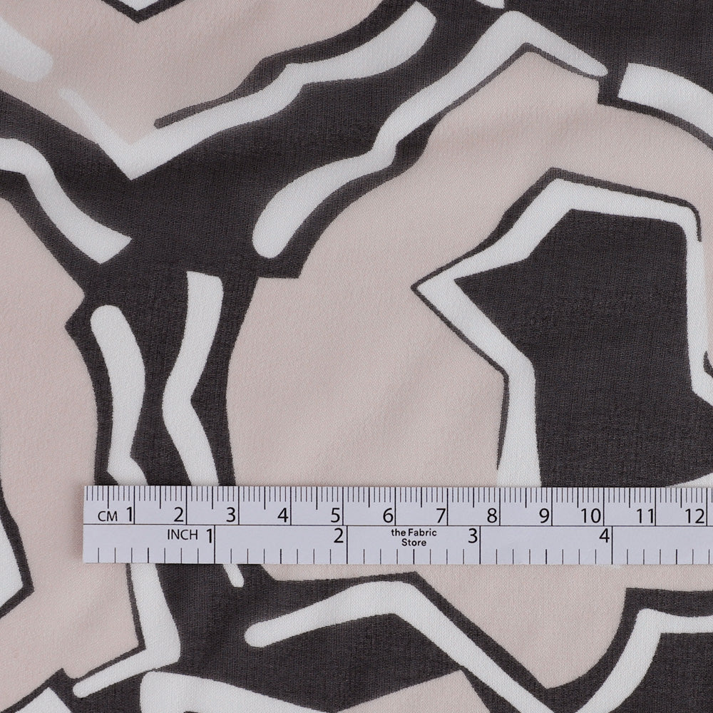 Abstract Anemone Silk Georgette - Black/Shell (remnant) - Image 4
