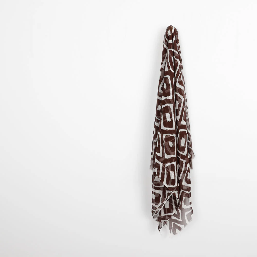 Bold Diamond Print Silk Crinkle Chiffon - Chocolate - Image 2
