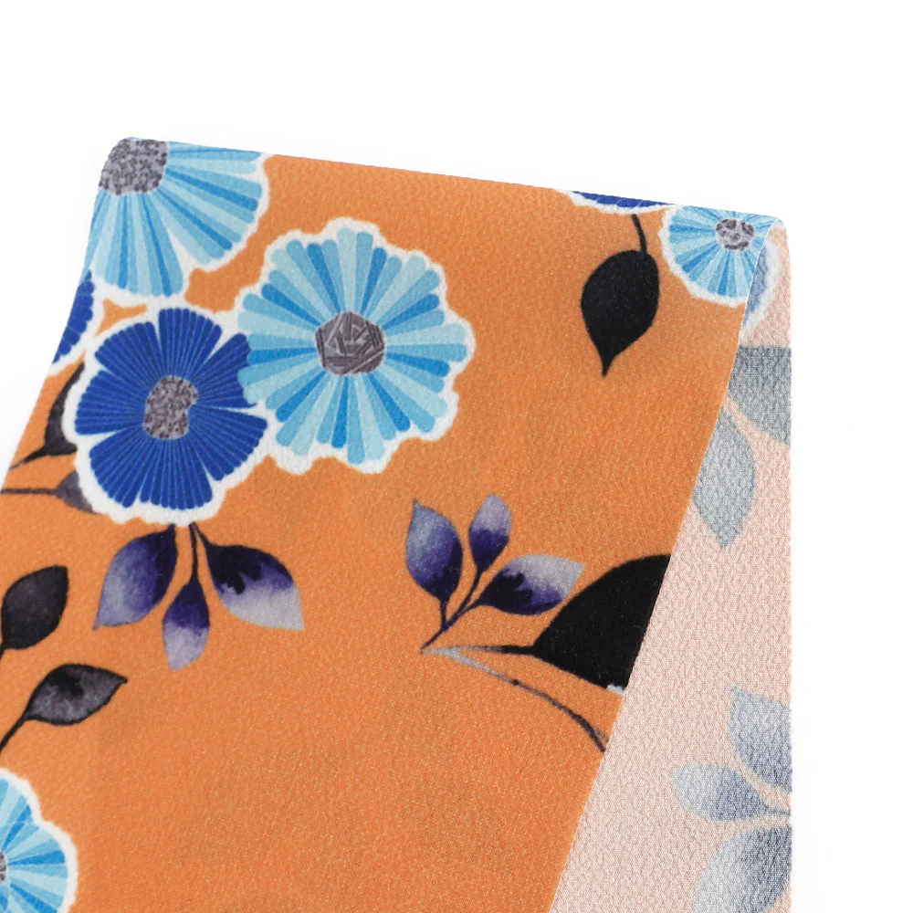 Aster Crepe - Persimmon/Blue