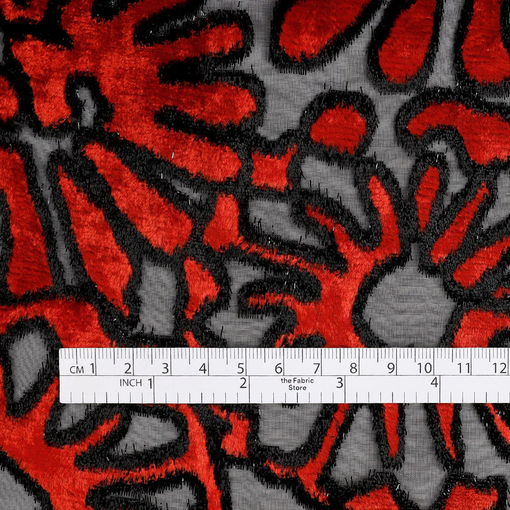 Aster Devoré Velvet - Red - Image 4