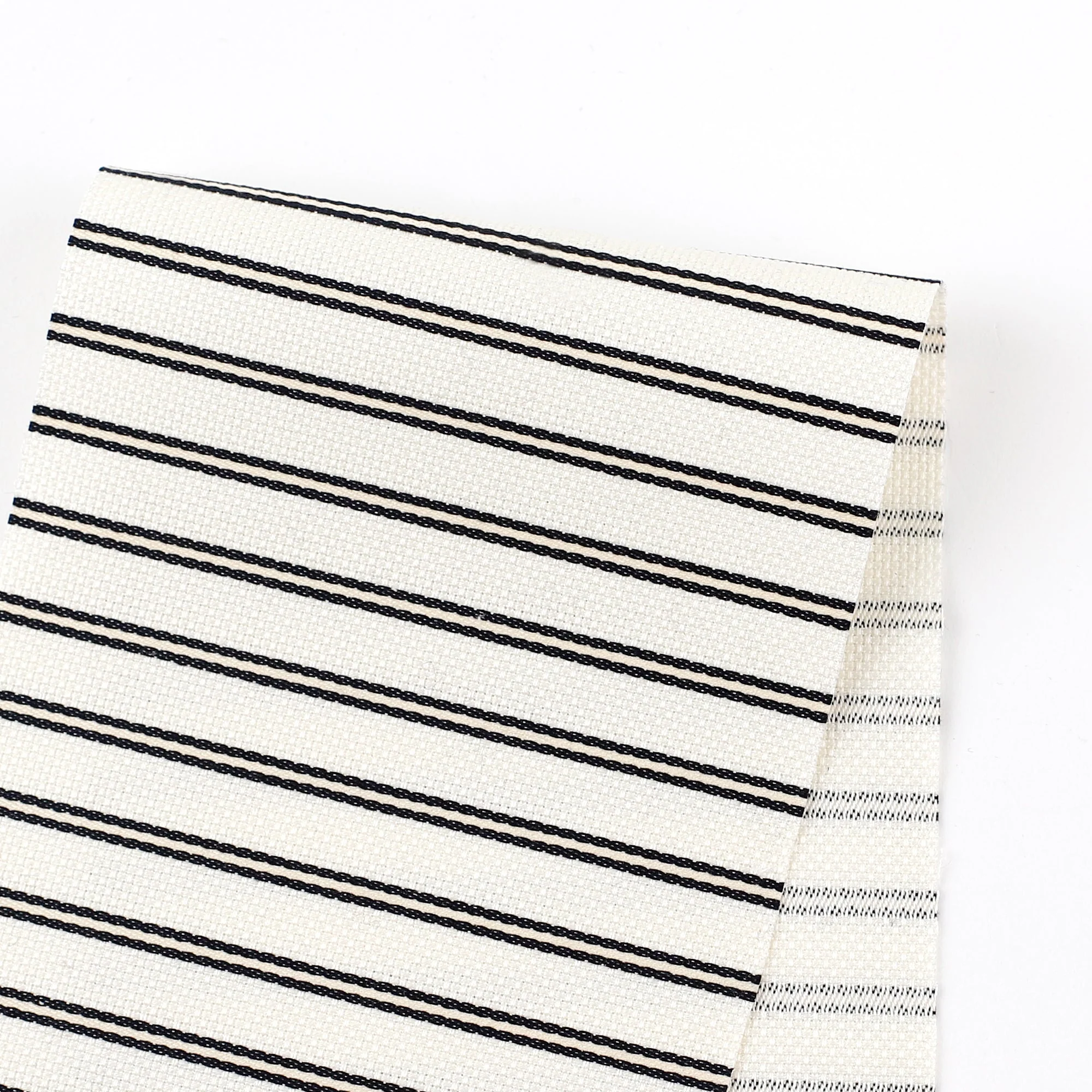 Basketweave Weft Stripe Cotton - Cream