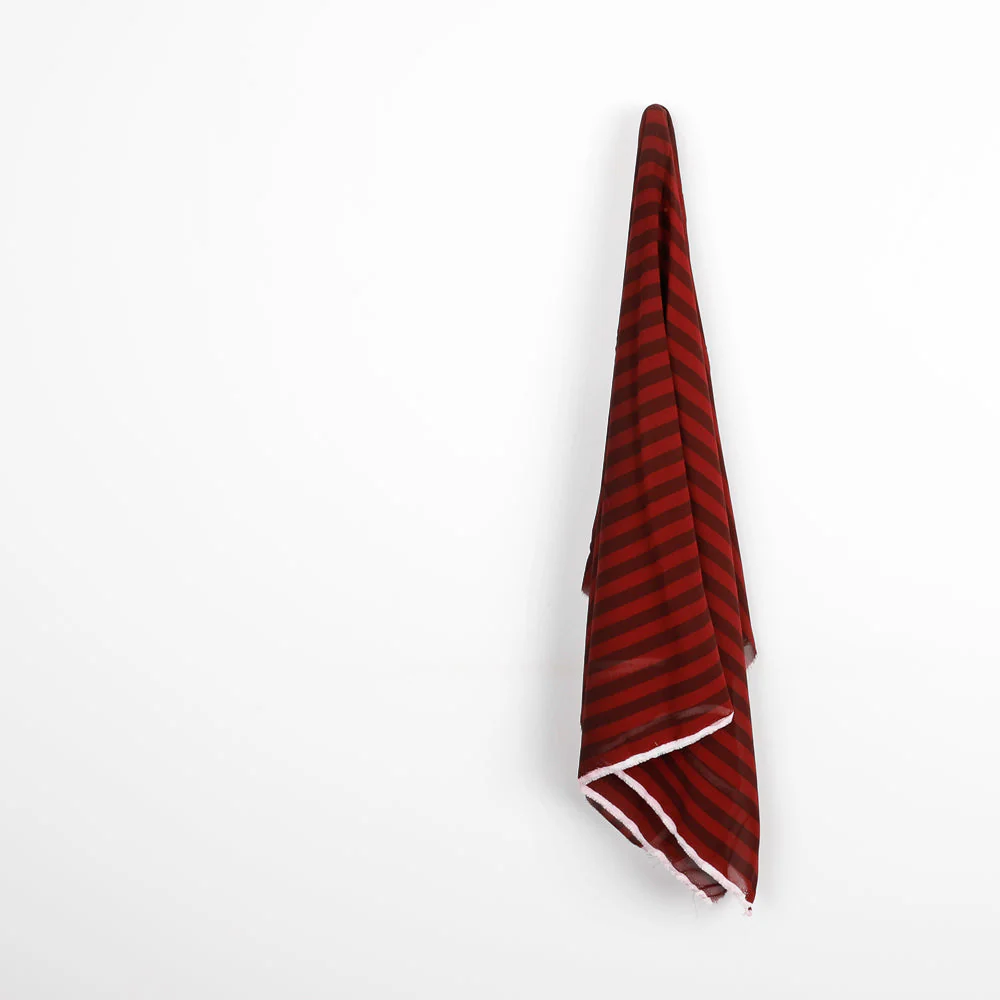 Bengal Stripe Viscose Georgette - Wine - Image 2