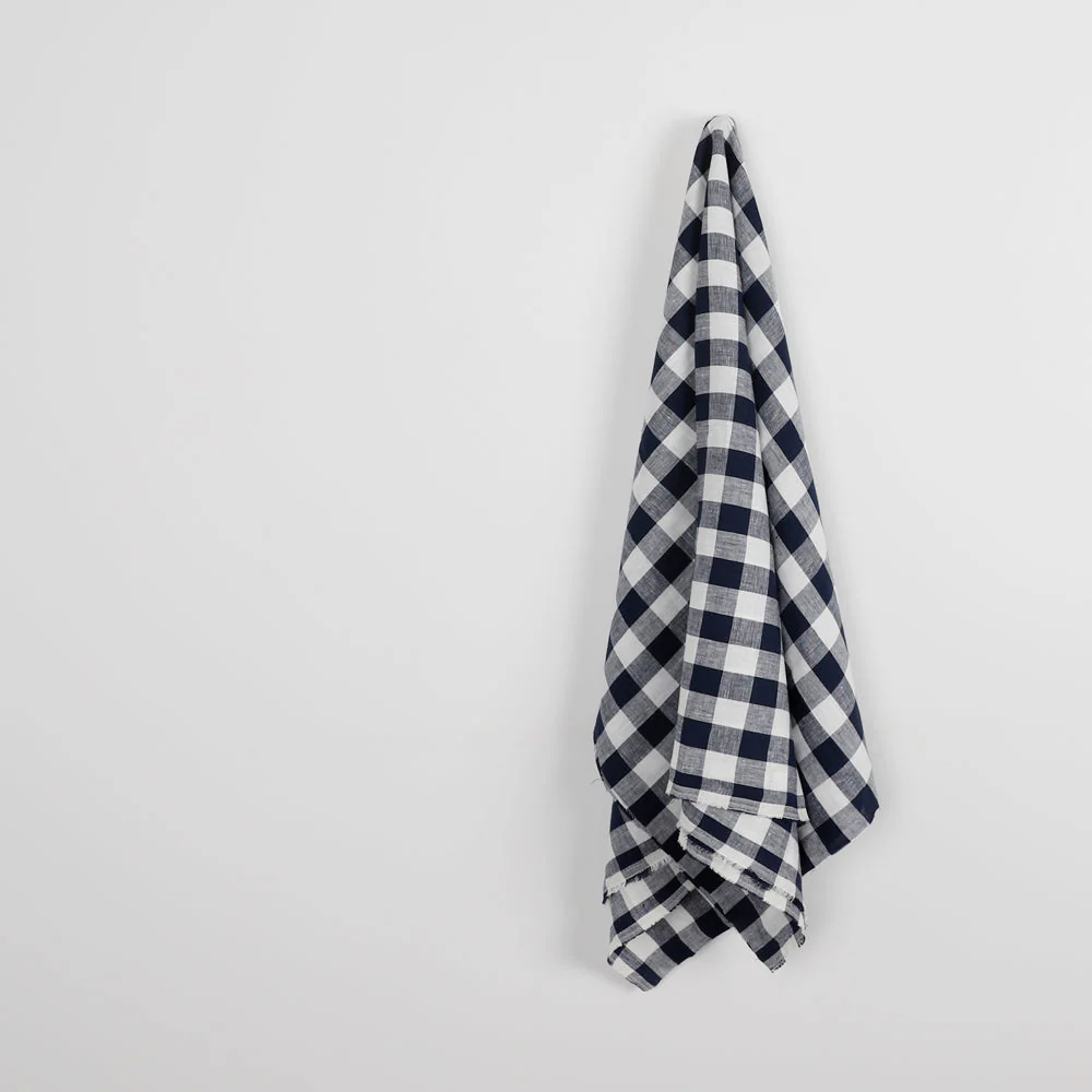 Bold Gingham Linen - Navy - Image 2