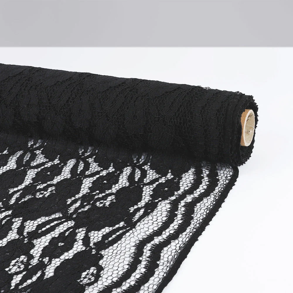 Edged Floral Lace - Black - Image 3
