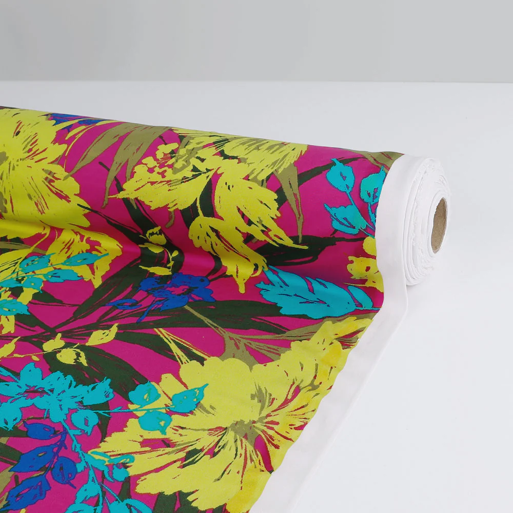 Bright Hibiscus Print Stretch Jersey - Image 3