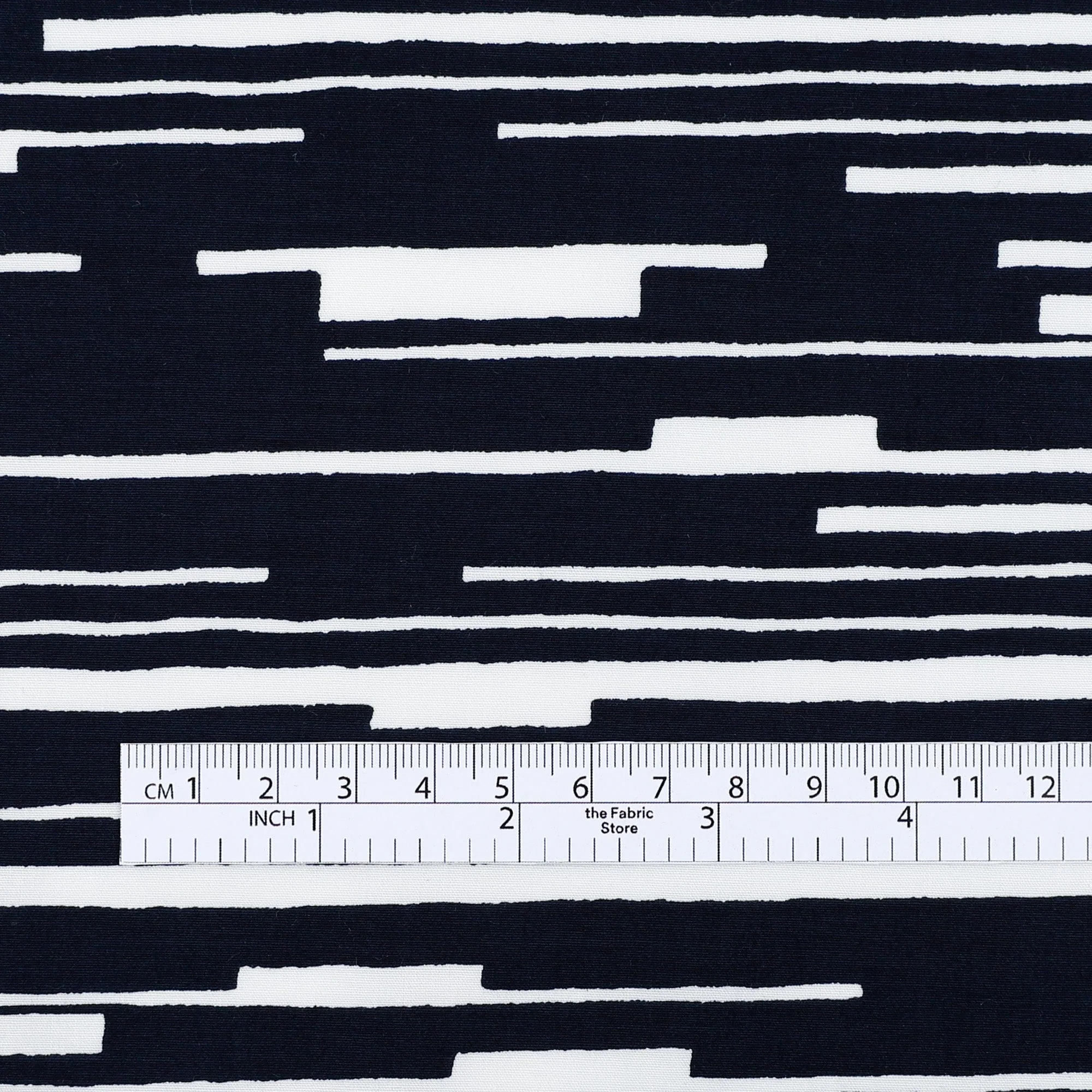 Broken Stripe Stretch Cotton/Ecovero - Marine - Image 4