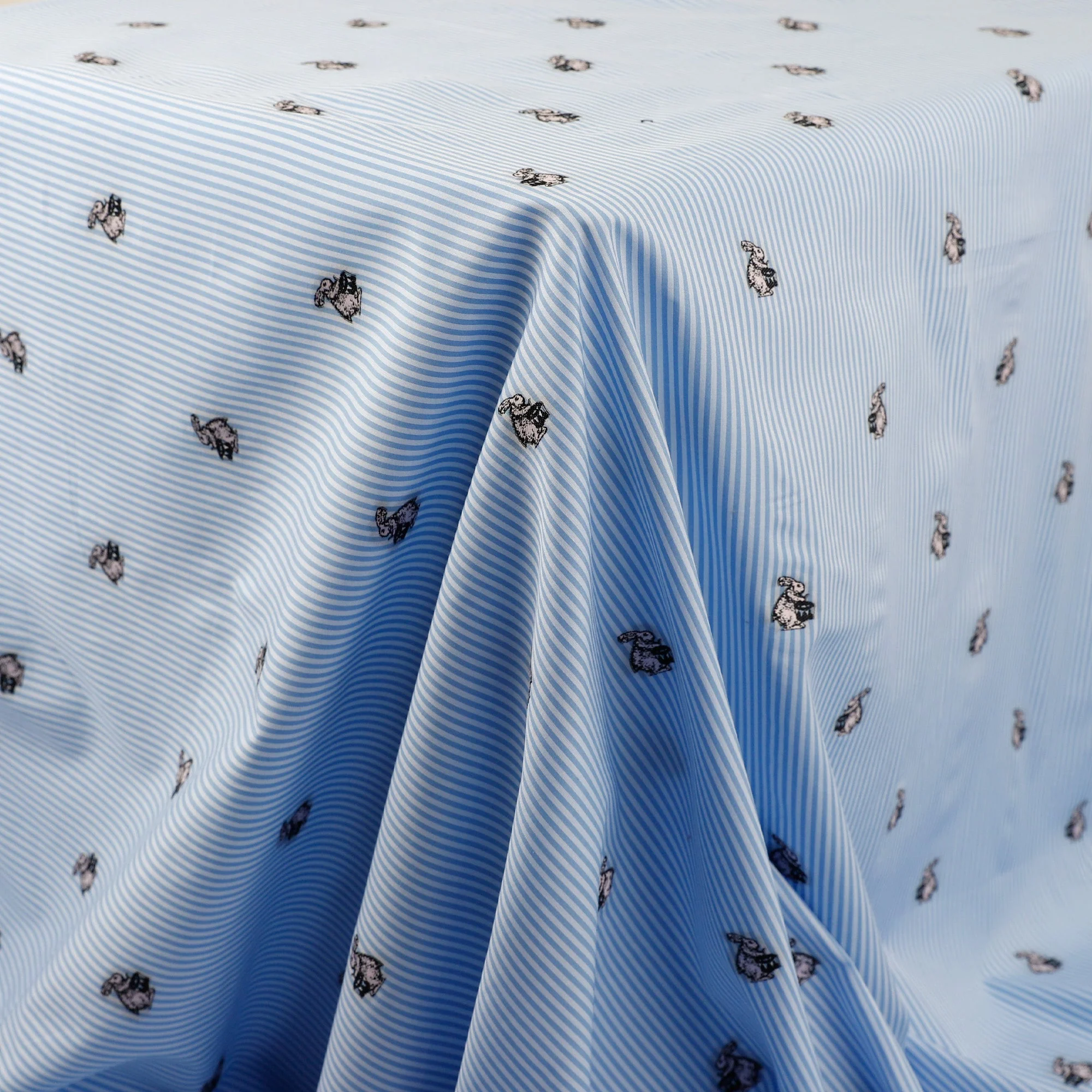 Bunny Drummer Stripe Cotton - Sky - Image 2