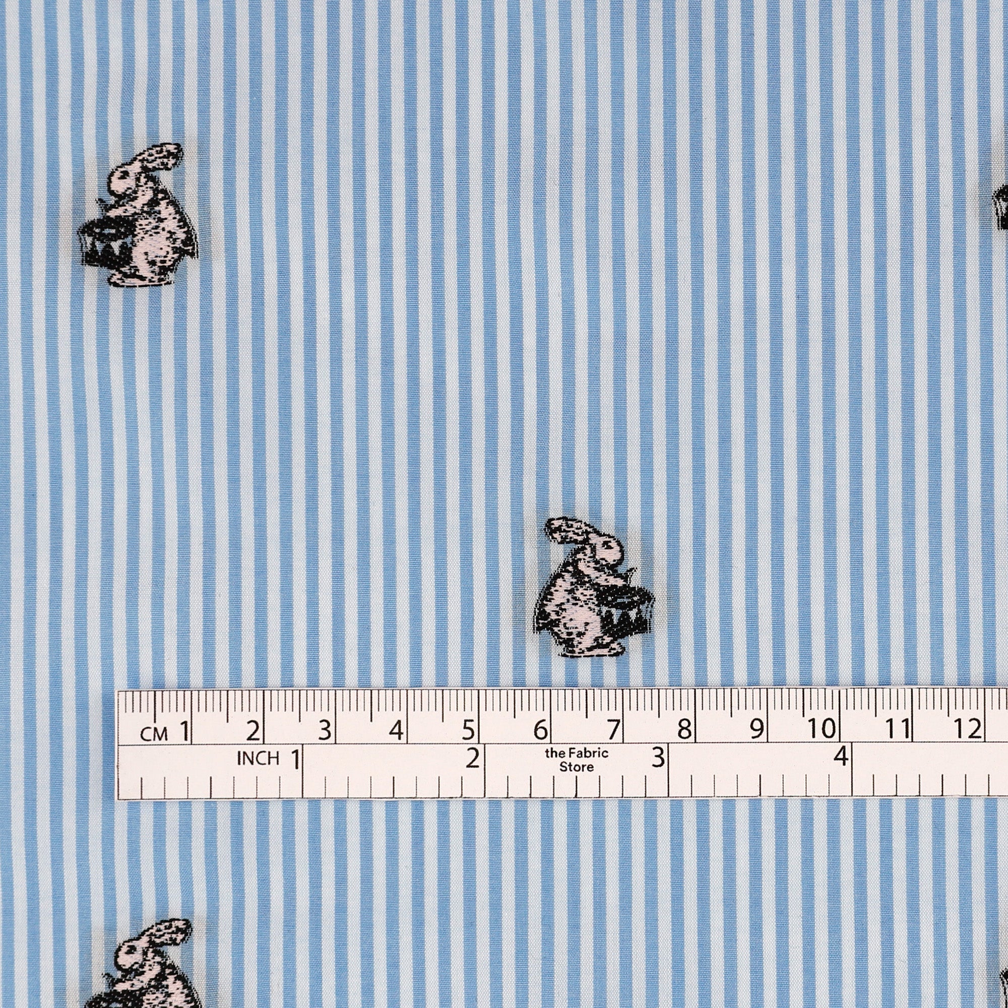 Bunny Drummer Stripe Cotton - Sky - Image 4