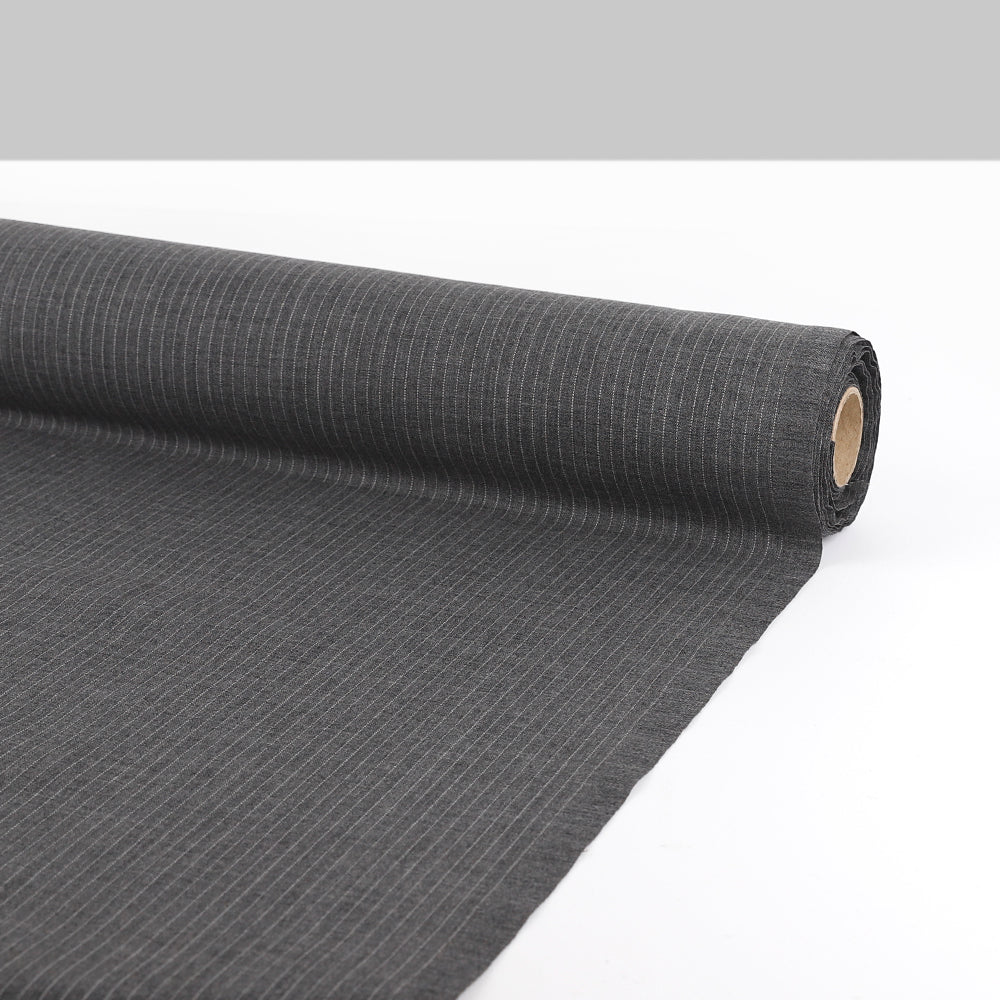 Chalk Pinstripe Pure Wool Suiting - Mid Grey - Image 3