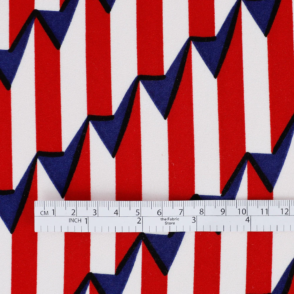 Circus Geo Stripe Crepe - Red - Image 4
