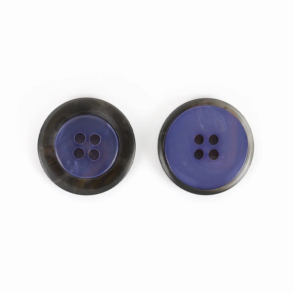 Contrast Rim Poly Button 22mm - Lavender/Smoke - Image 2