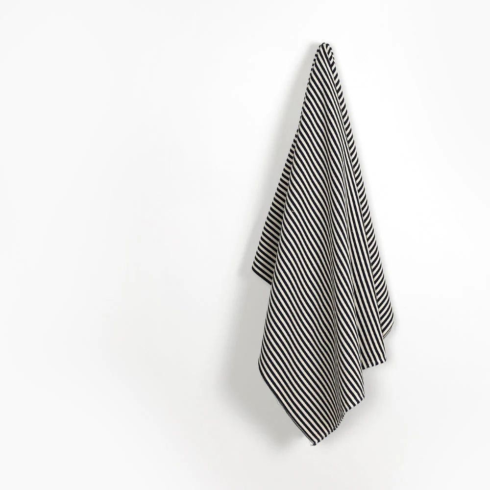 Cord Weft Stripe Suiting - Navy/Natural - Image 2