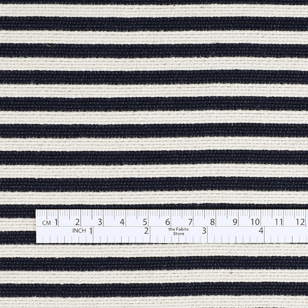 Cord Weft Stripe Suiting - Navy/Natural - Image 4