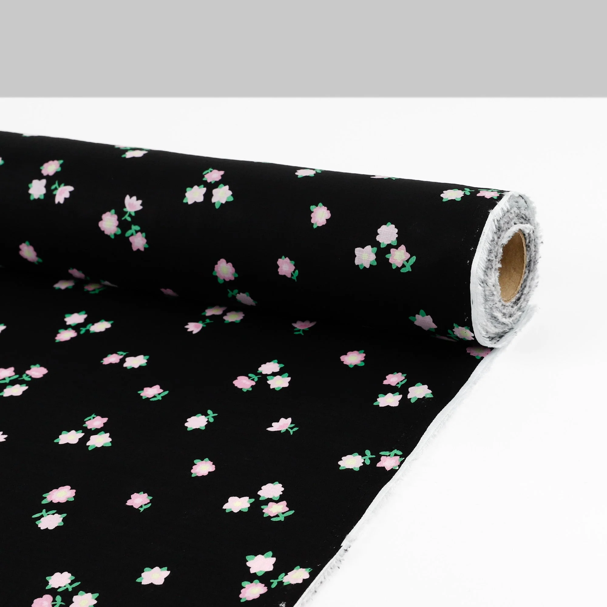 Cute Flower Slubby Cotton - Black - Image 3