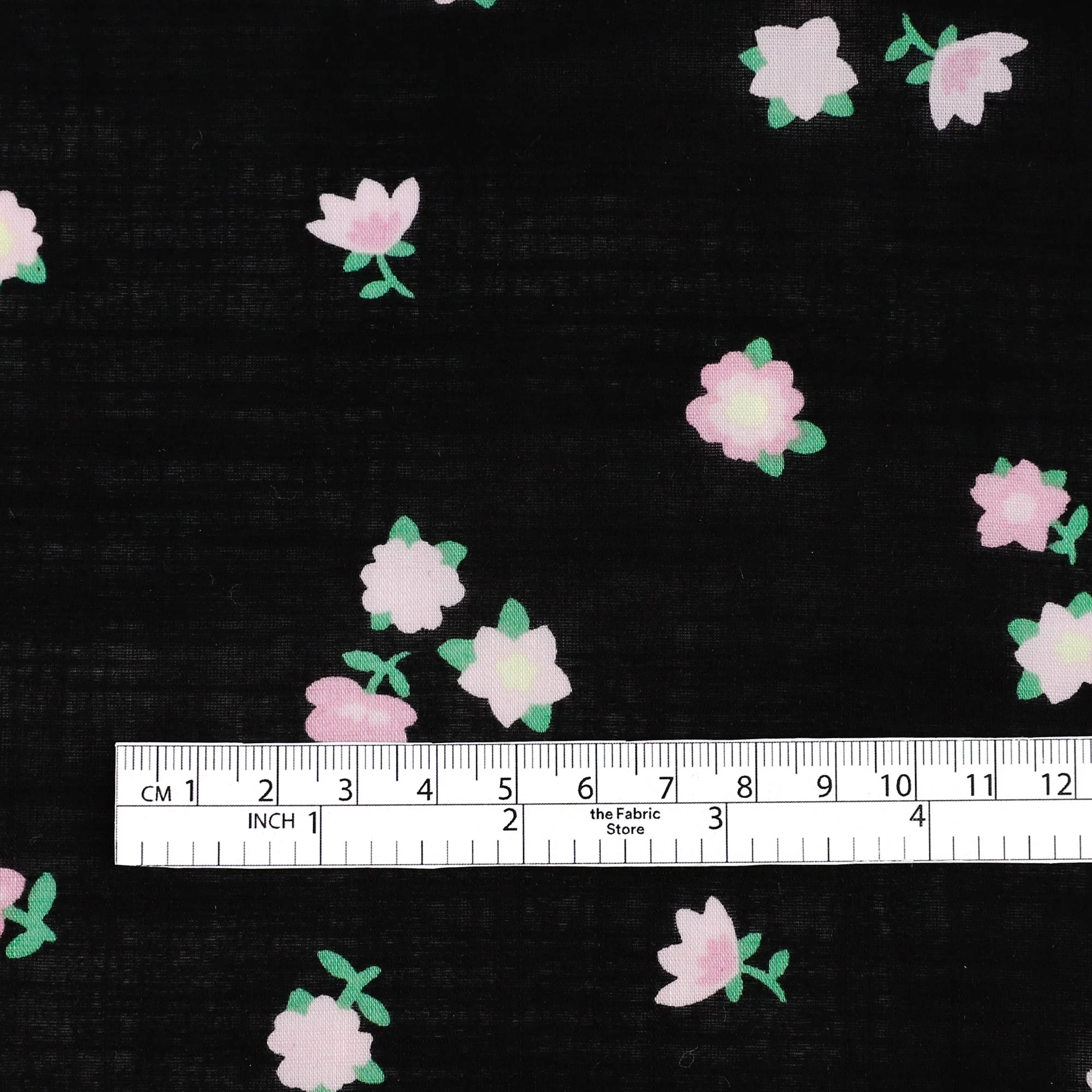 Cute Flower Slubby Cotton - Black - Image 4