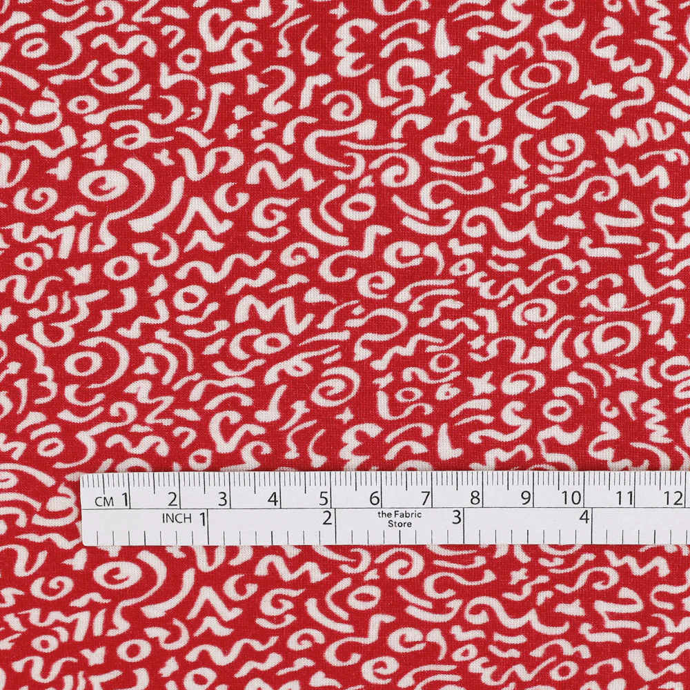 Doodle Stretch Tencel Jersey - Red - Image 4