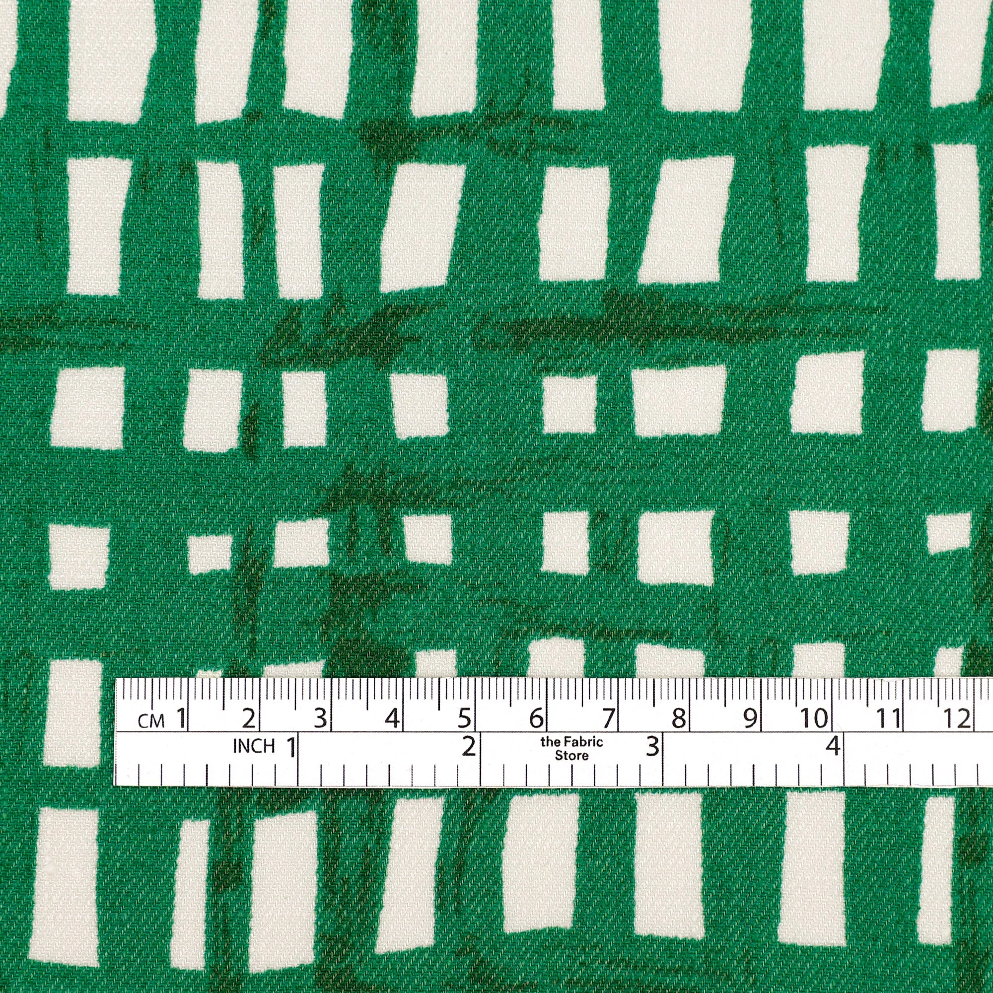 Drawn Check Stretch Linen/Rayon Twill - Emerald - Image 4