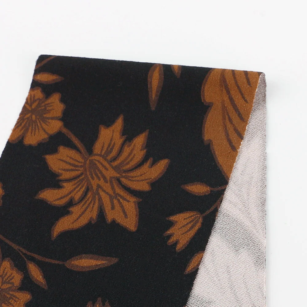 Floral Stretch Crepe Jersey - Black Coffee