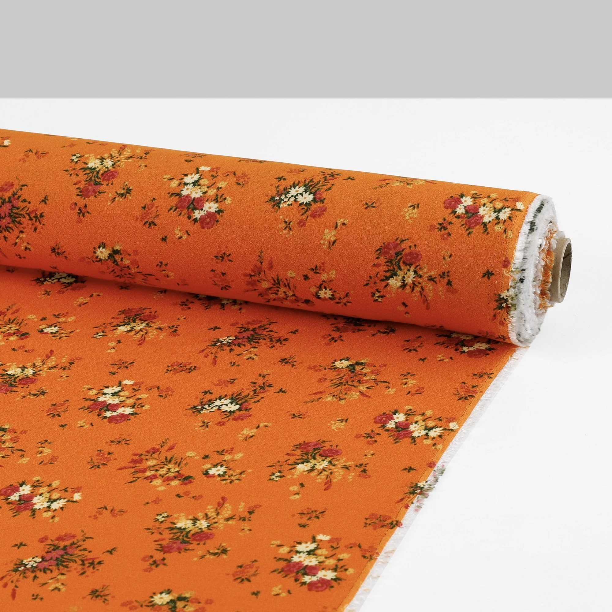 Flourishing Bouquet Viscose/Rayon Crepe - Mandarin - Image 3