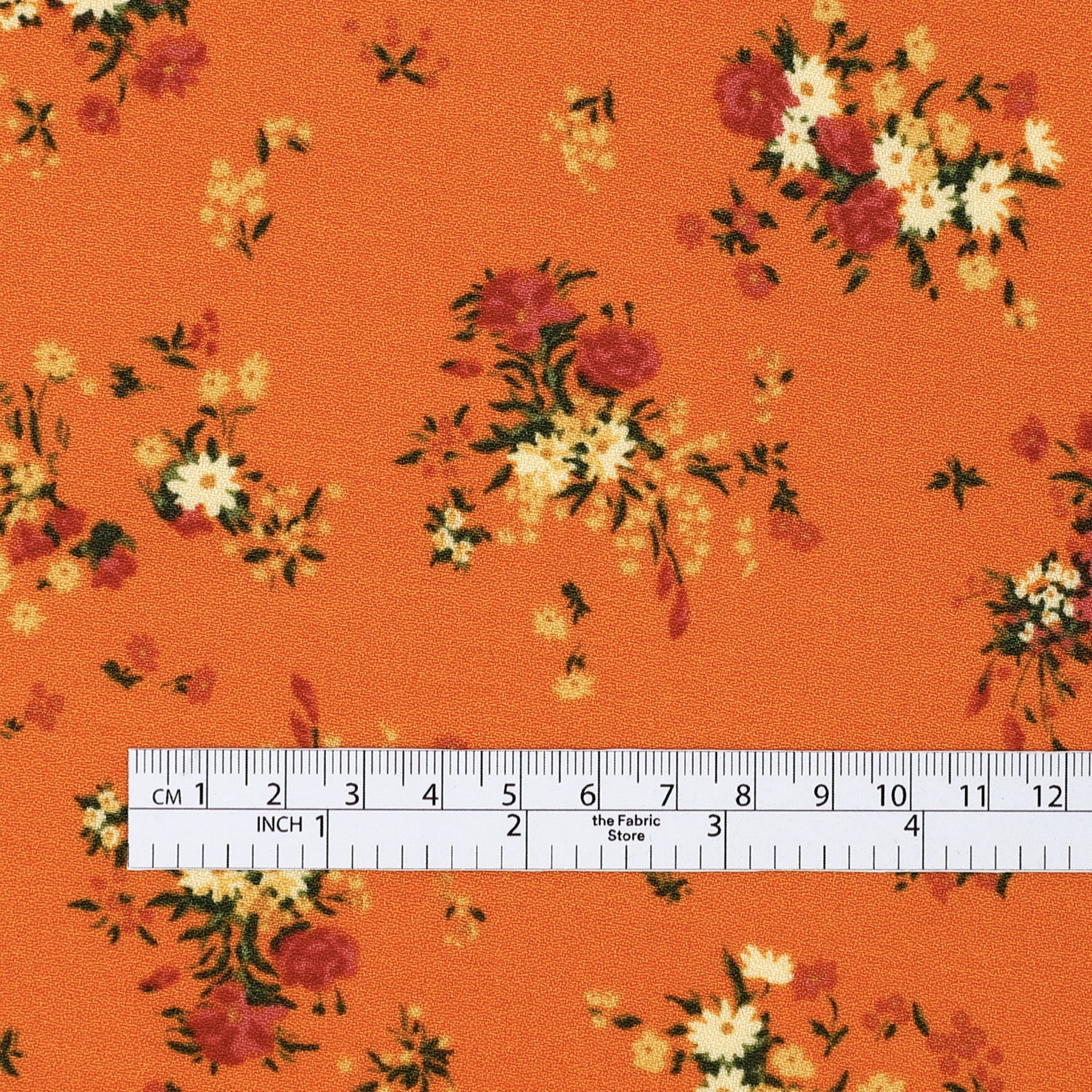 Flourishing Bouquet Viscose/Rayon Crepe - Mandarin - Image 4