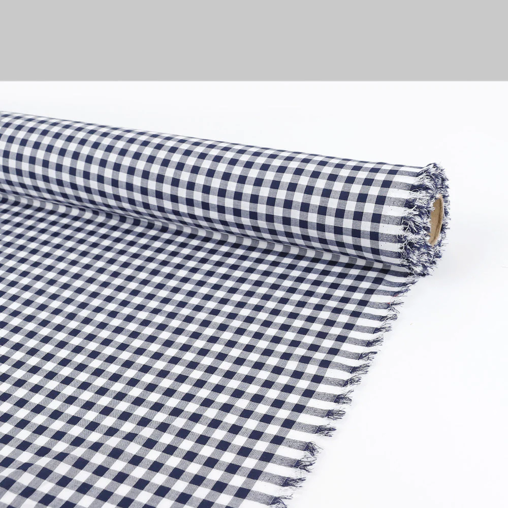 Gingham Rayon Challis - Navy - Image 3