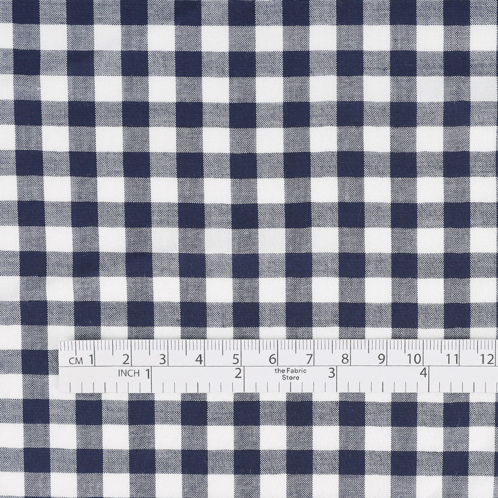 Gingham Rayon Challis - Navy - Image 4