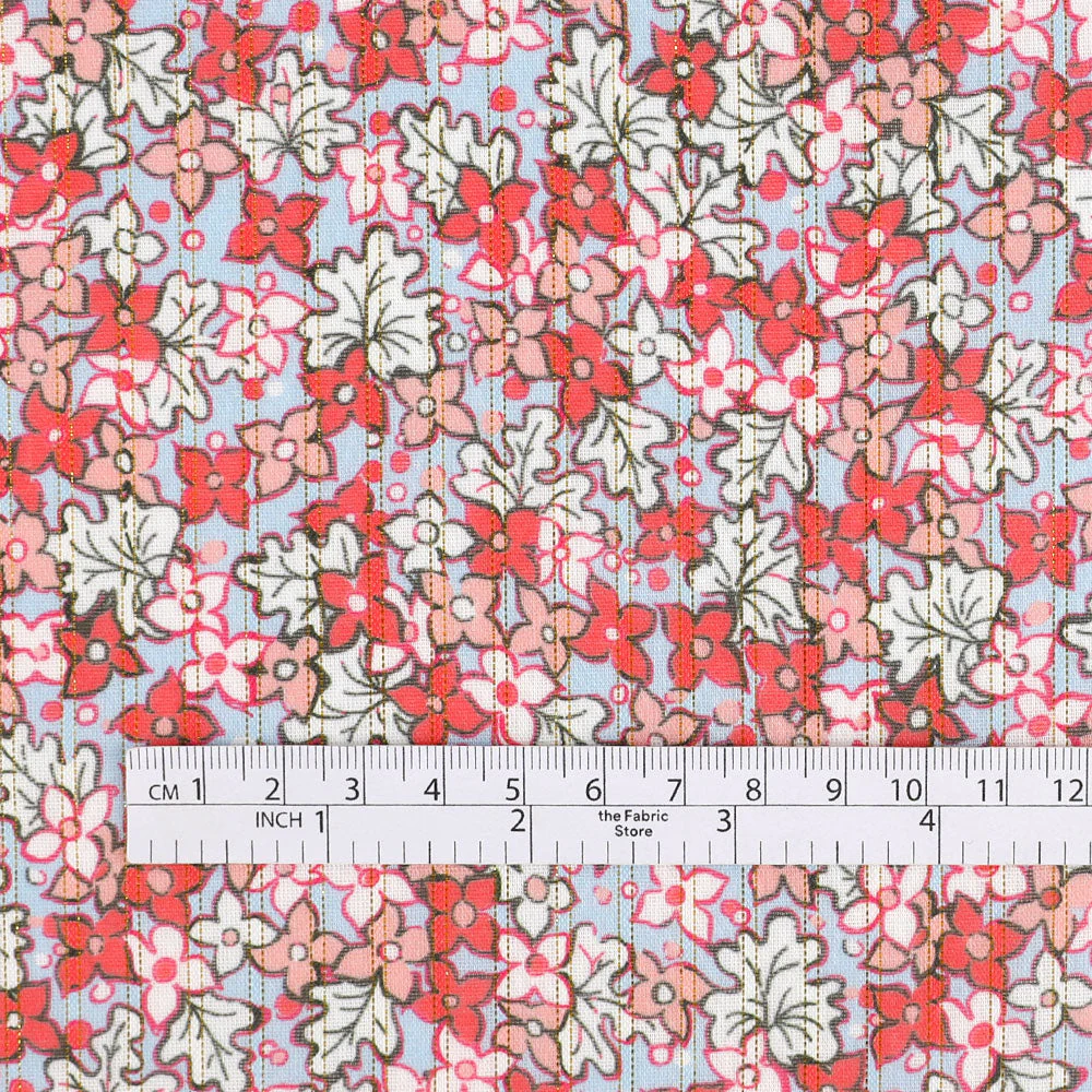 Gold Pinstripe Bunchberry Cotton Voile - Pink Mix - Image 4