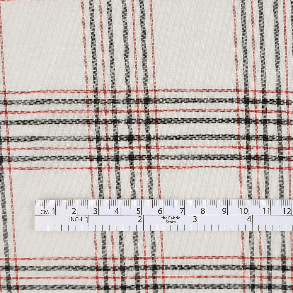 Graphic Plaid Cotton Voile - White Mix - Image 4