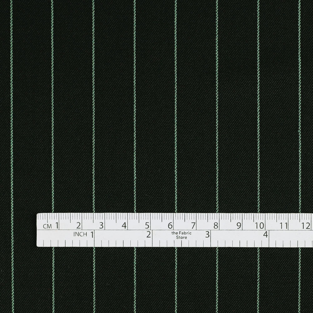 Green Pinstripe Wool/Viscose Suiting - Black - Image 4