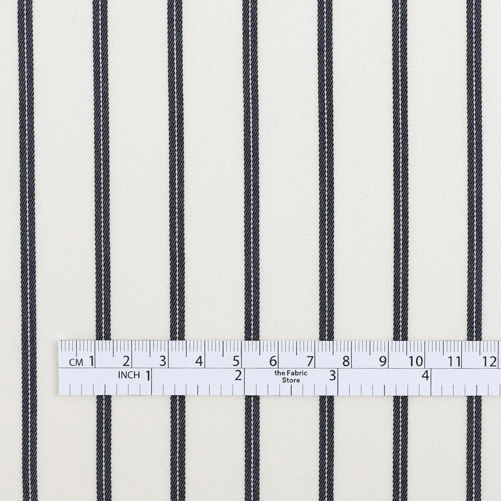 Hairline Pinstripe Cotton Twill - Ink - Image 4