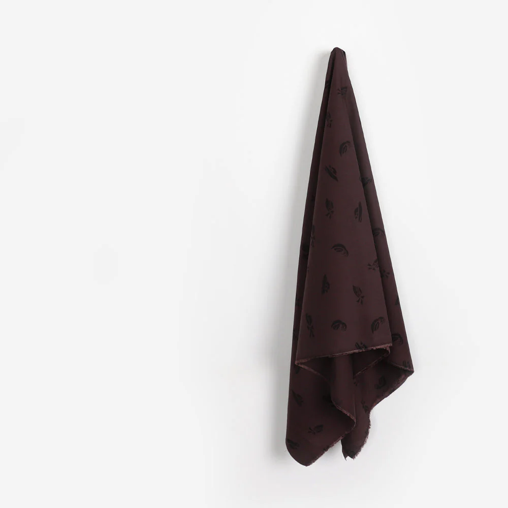 Hat Print Cotton/Rayon - Dark Choc - Image 2