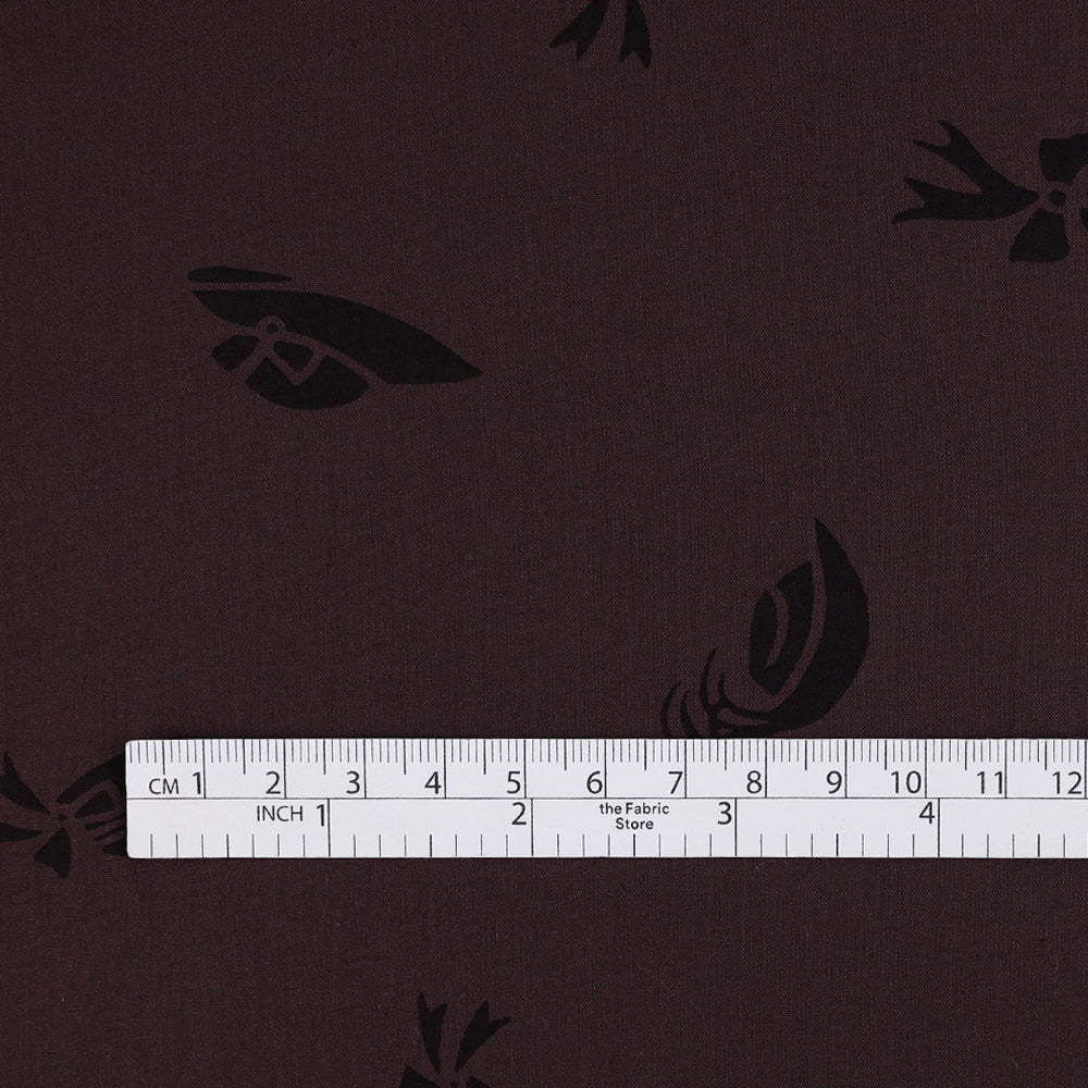Hat Print Cotton/Rayon - Dark Choc - Image 4