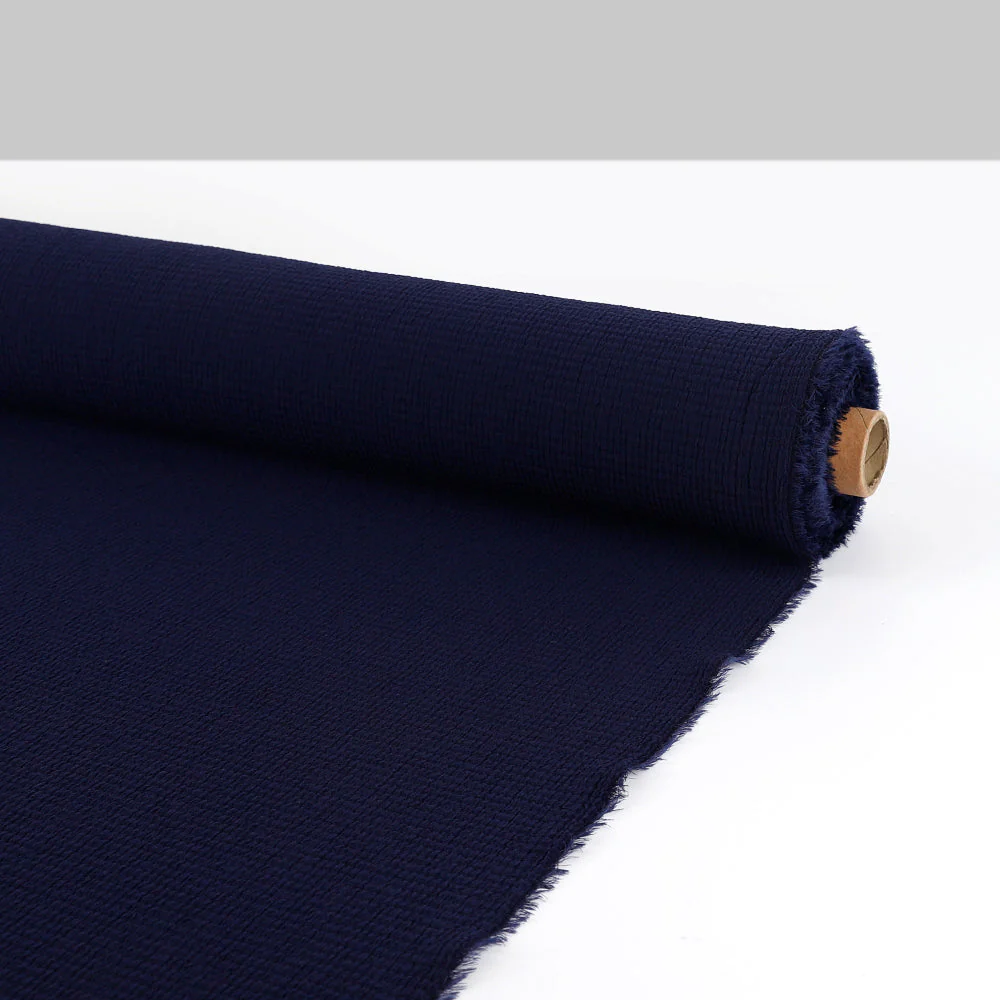 Midweight Recycled Poly Seersucker - Navy - Image 3