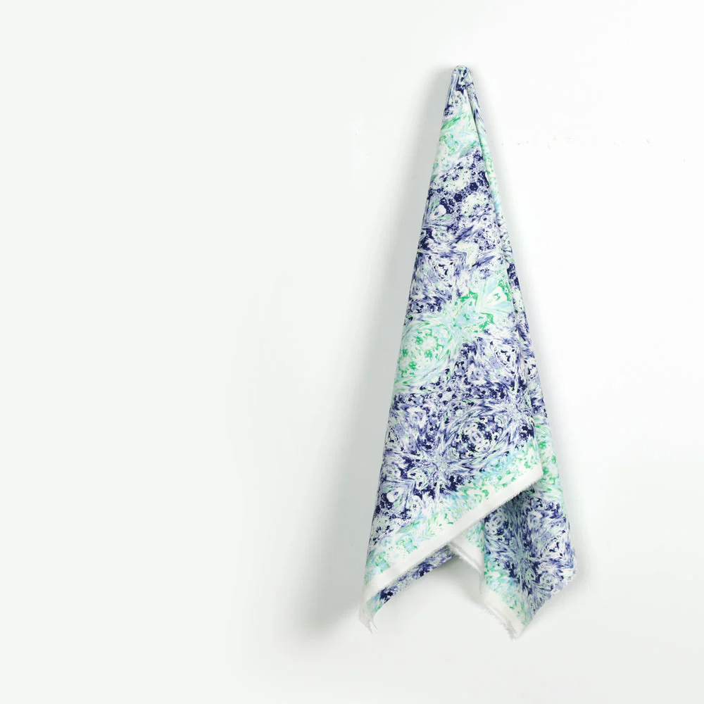 Mirrored Ink Stretch Cotton Sateen - Adriatic - Image 2
