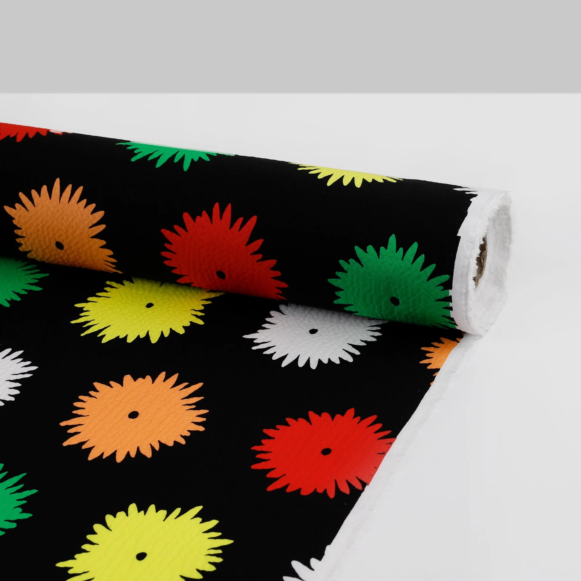 Mod Flower Stretch Seersucker Cotton - Black/Multi - Image 3