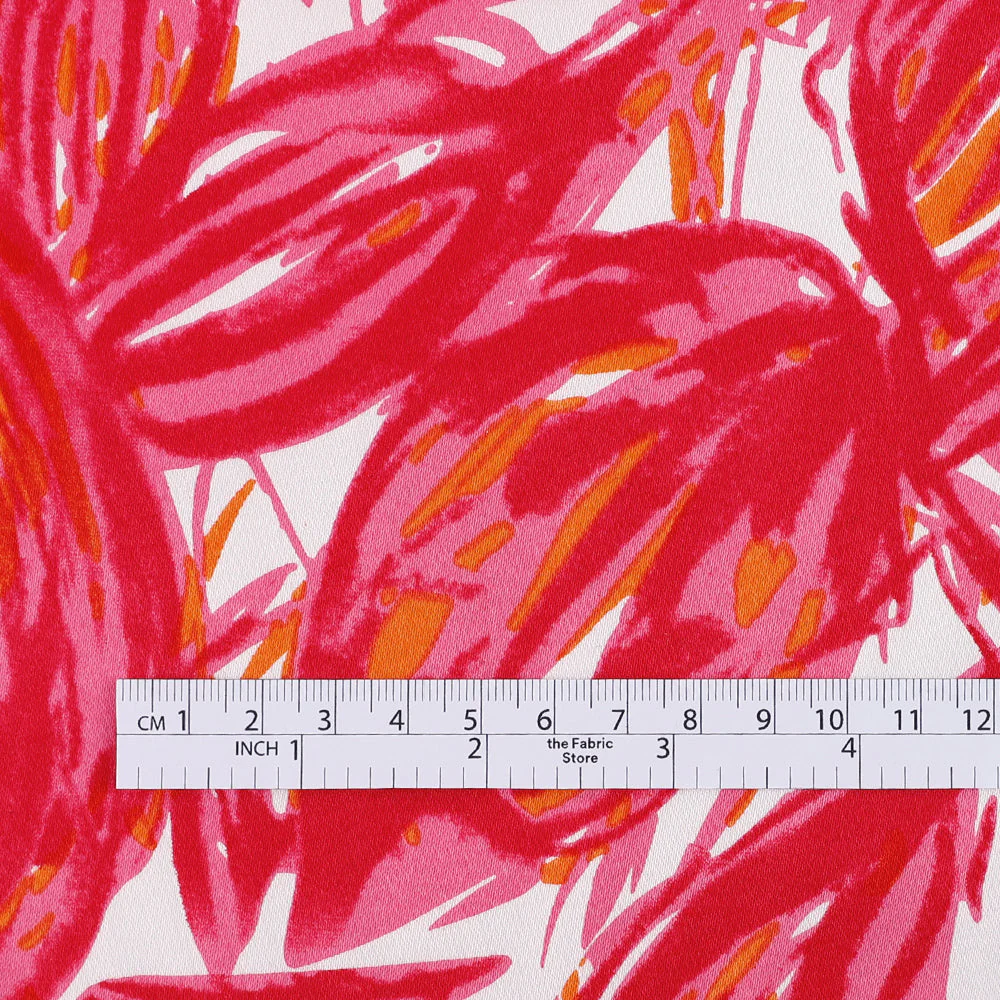 Painted Camelia Stretch Cotton Sateen - Rambutan - Image 4