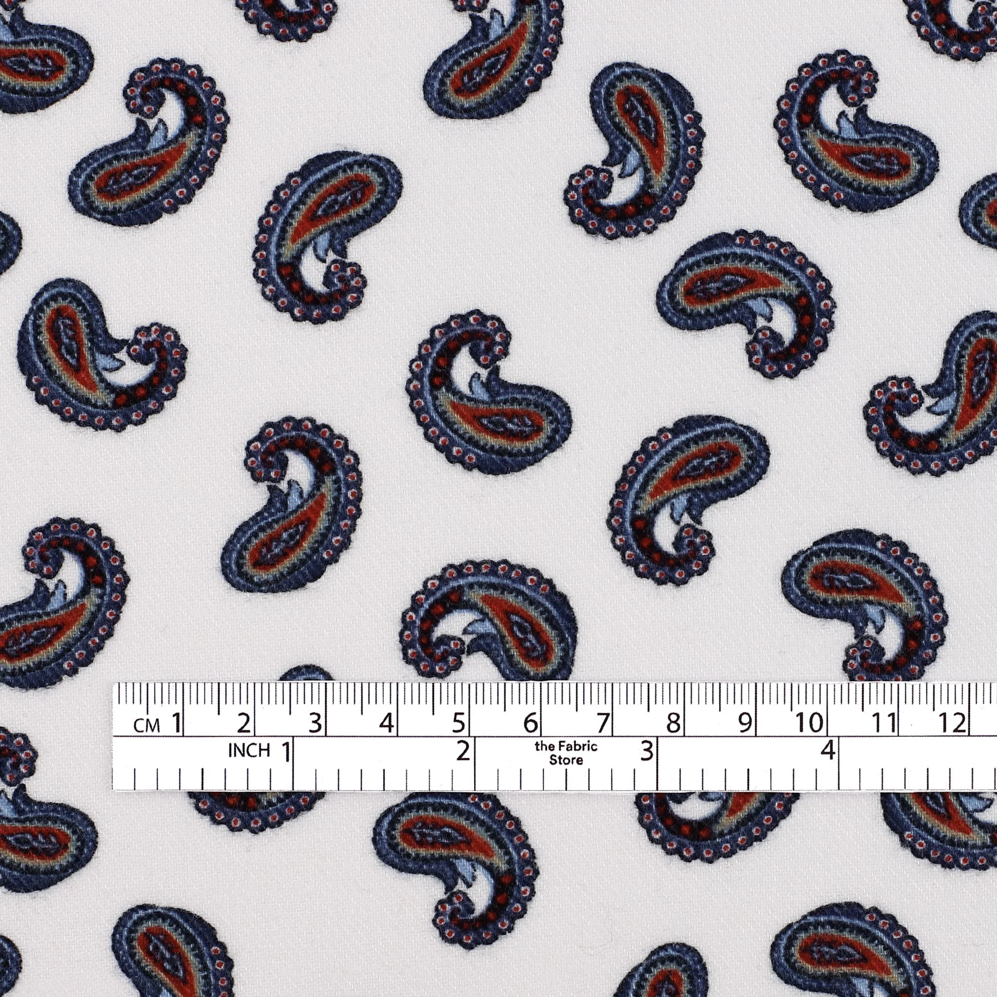 Paisley Brushed Cotton Twill - White - Image 4