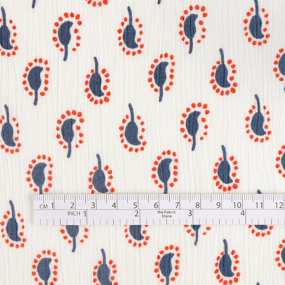 Paisley Viscose Crinkle Challis - Ivory - Image 4