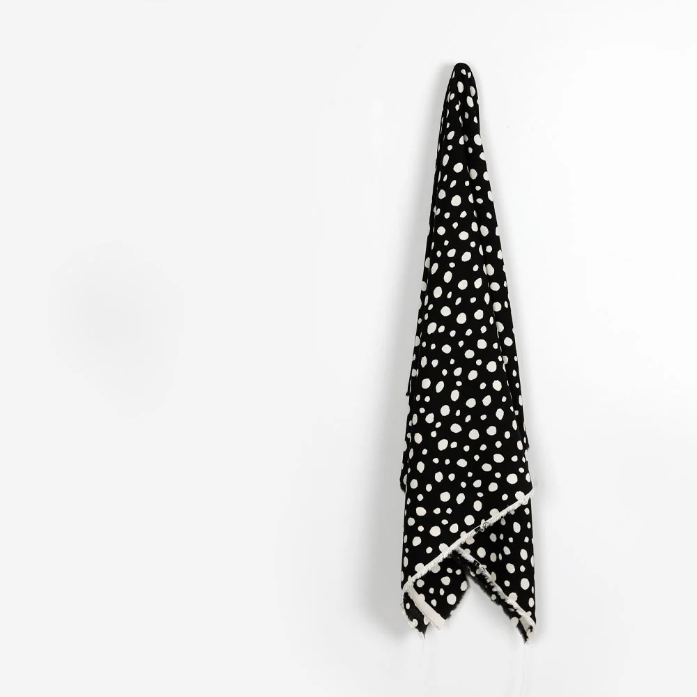 Pebble Spot Viscose/Rayon Crepe - Black - Image 2