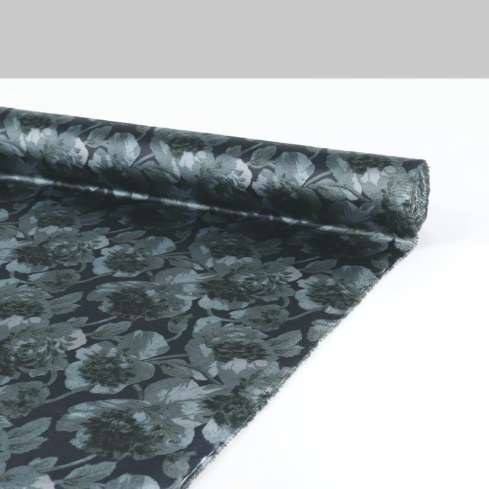 Peony Hammered Poly Satin - Grayscale - Image 3