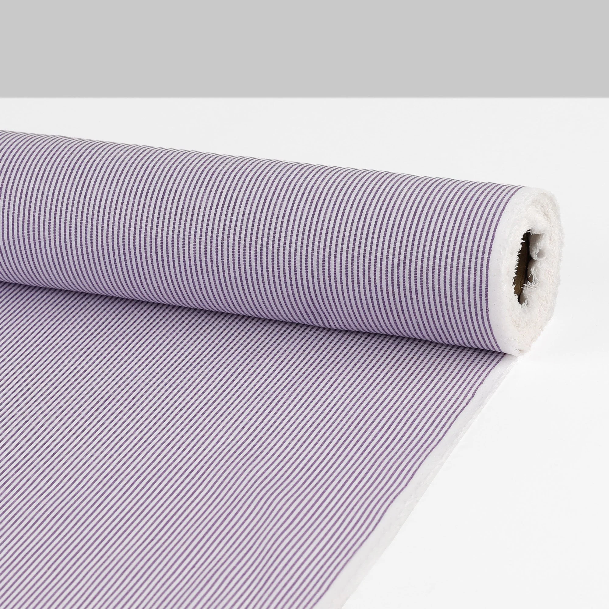 Poly / Cotton Small Stripe Shirting - Purple - Image 3
