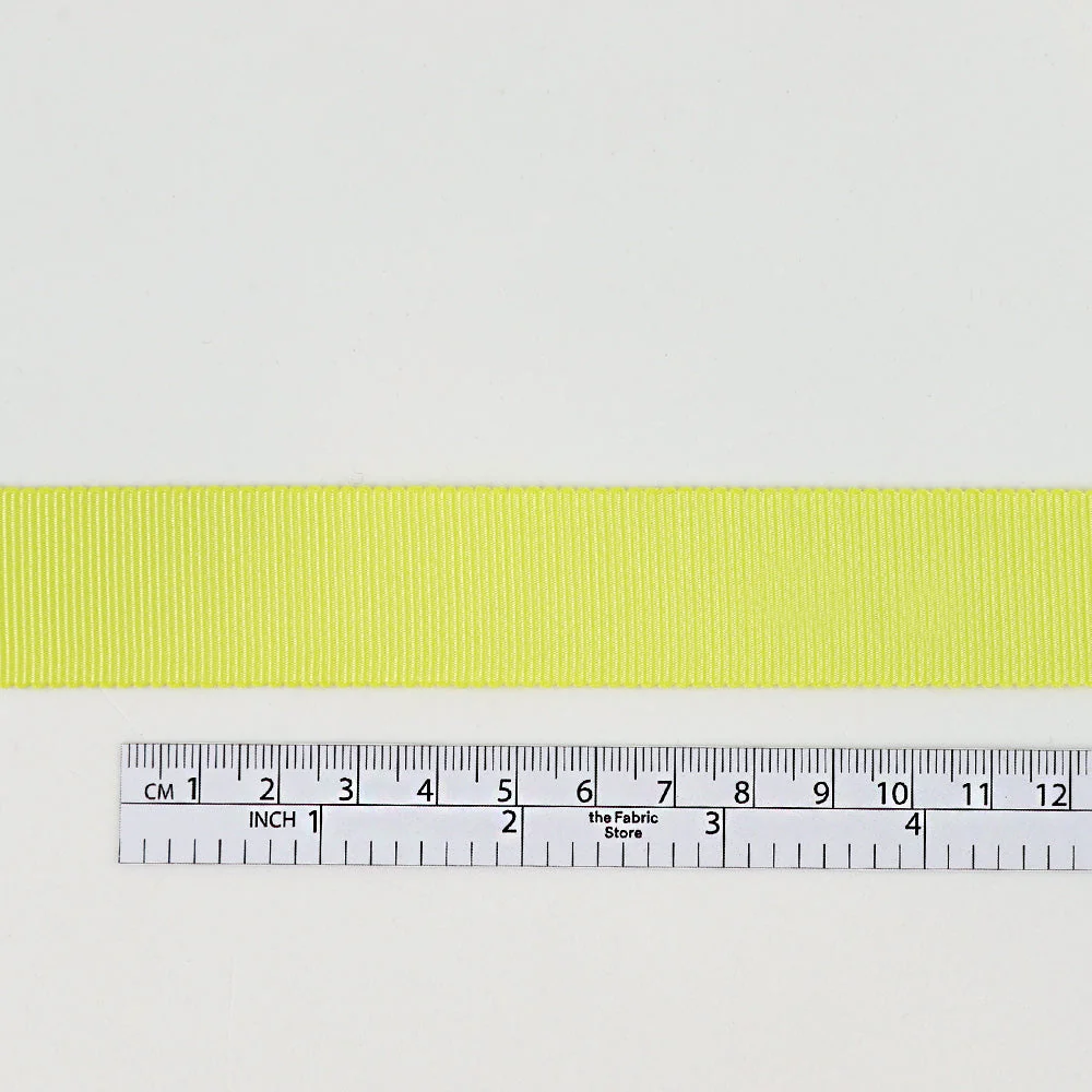 Poly Grosgrain Ribbon 24mm - Highlighter Yellow - Image 3