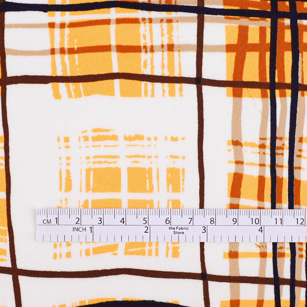 Printed Plaid Poly Twill - Orange Glow - Image 4
