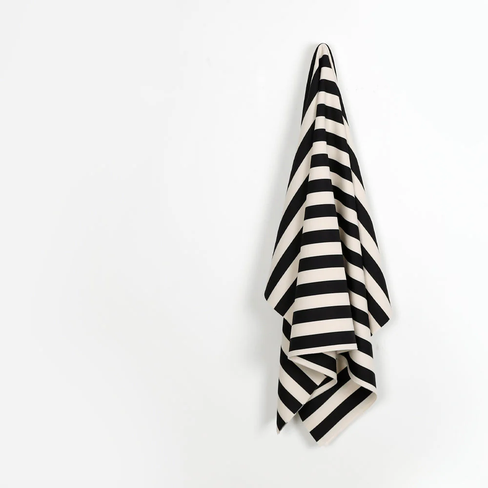 Printed Stripe Poly Twill Suiting - Black/Cream - Image 2