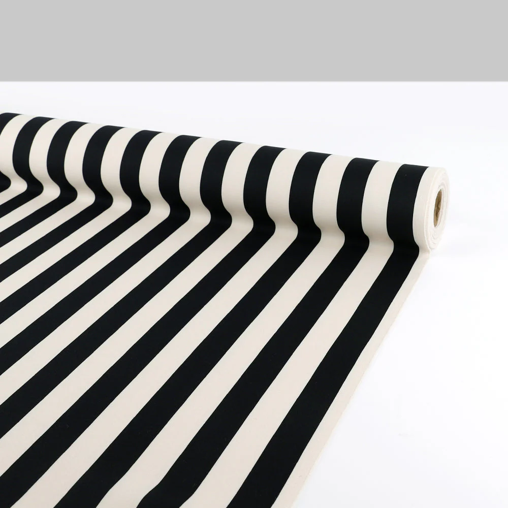 Printed Stripe Poly Twill Suiting - Black/Cream - Image 3