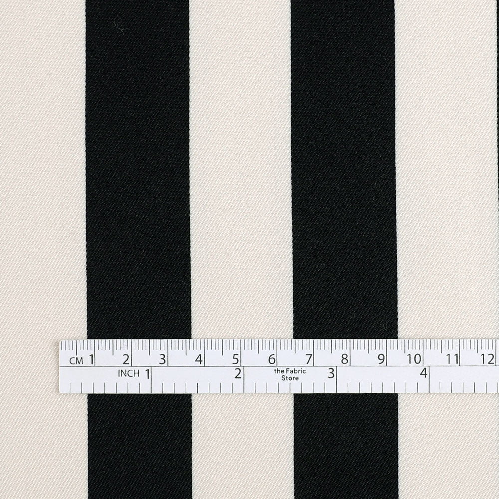 Printed Stripe Poly Twill Suiting - Black/Cream - Image 4