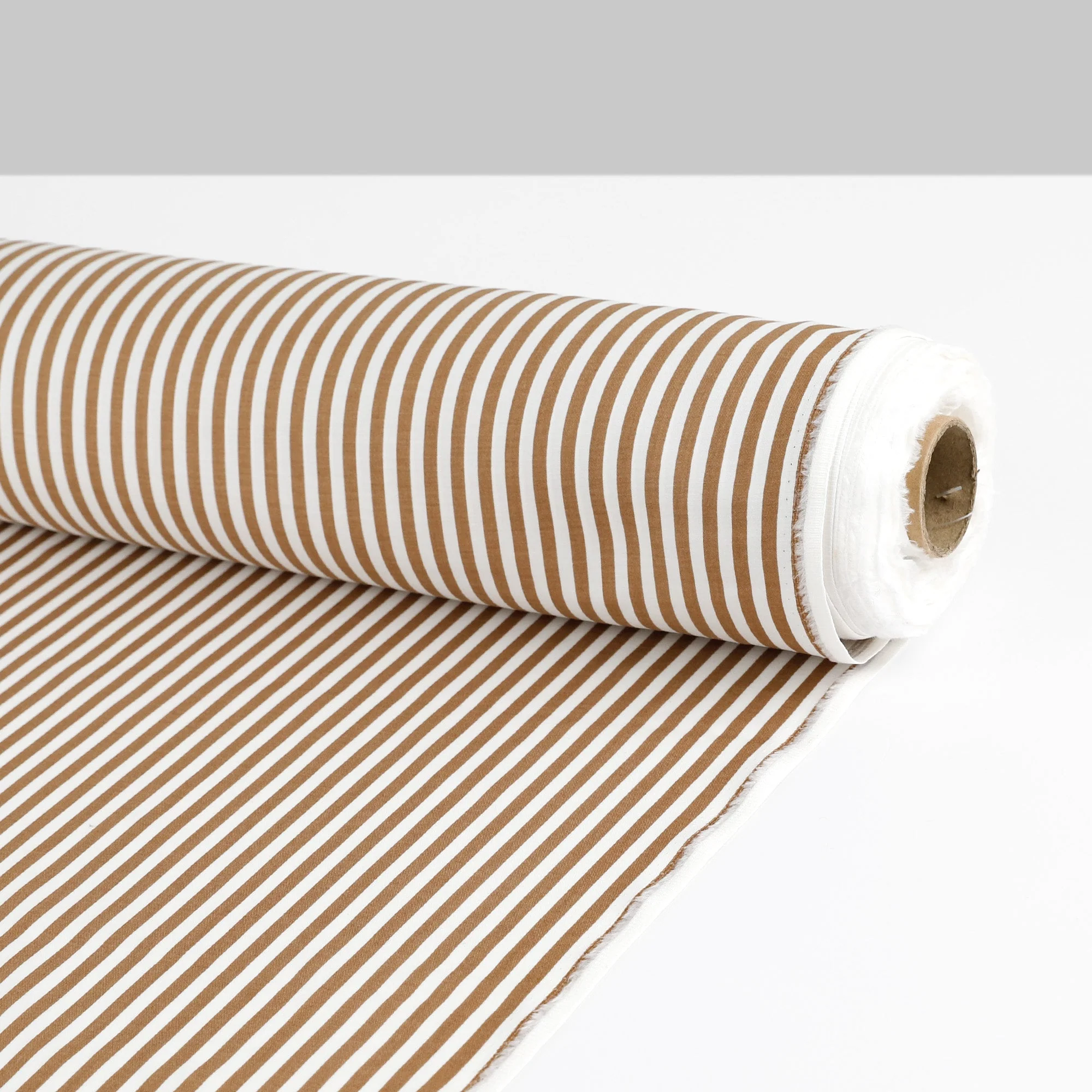 Printed Stripe Stretch Organic Cotton - Fudge - Image 3