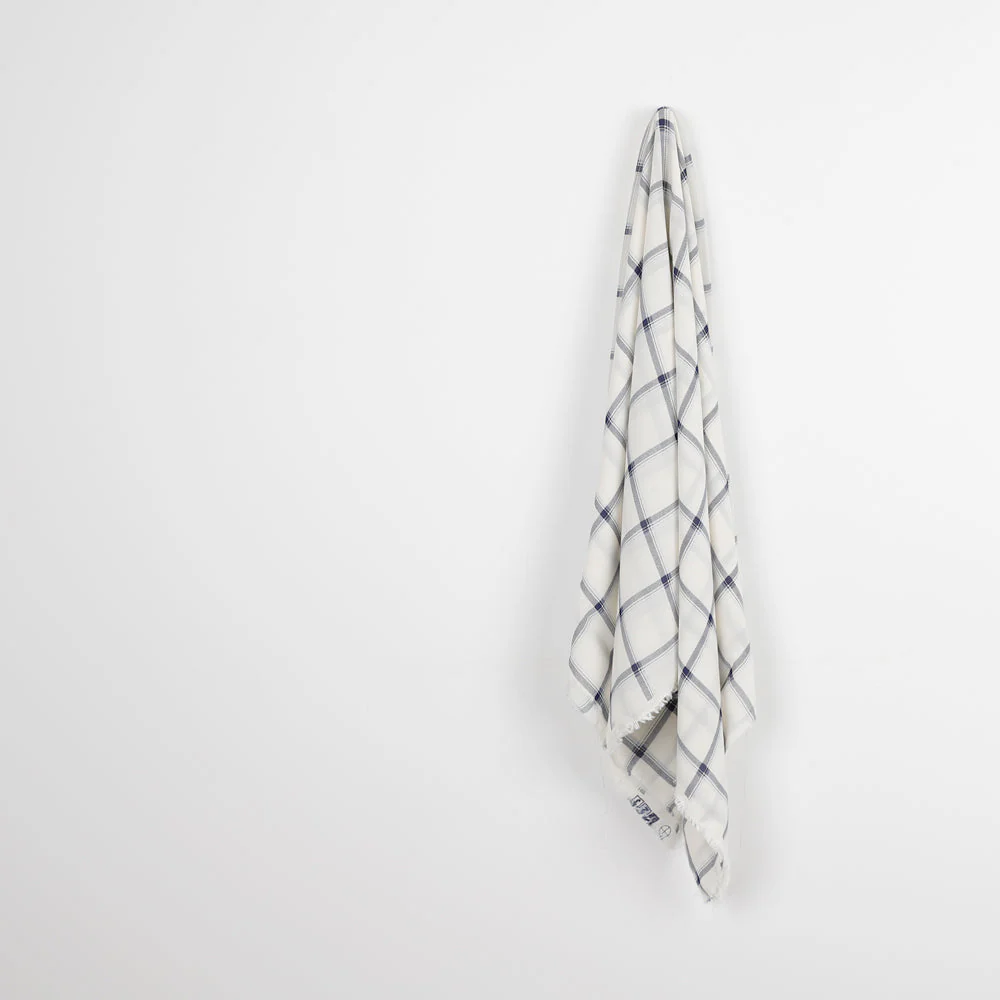 Printed Twill Check Viscose Georgette - Ivory - Image 2