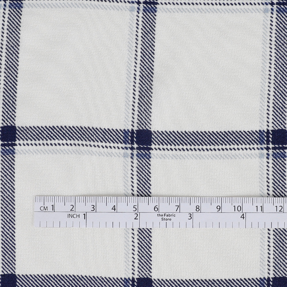 Printed Twill Check Viscose Georgette - Ivory - Image 4