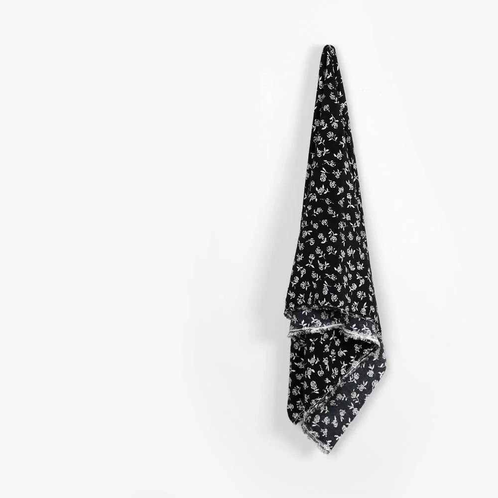 Rose Crinkle Crepe - Black/White - Image 2